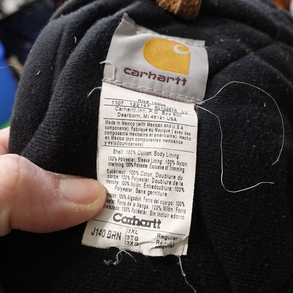 VINTAGE CARHARTT J140 BRN DUCK‎ CANVAS HOODED JACKET MENS 3XL **READ** - Picture 15 of 16
